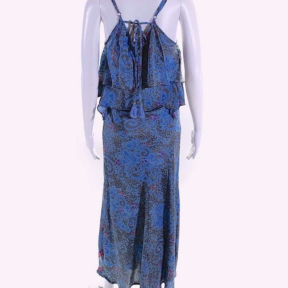 The Paige Elegant Blue Paisley Silk Maxi Dress
